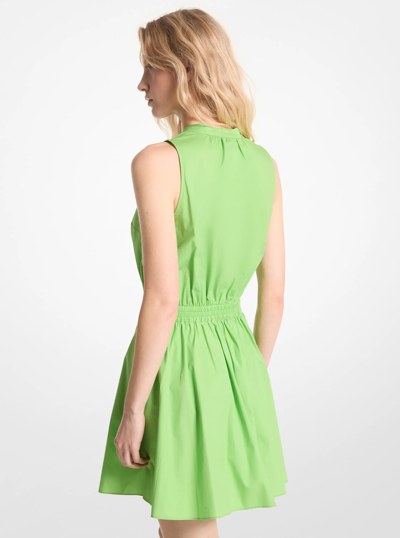 Stretch Organic Cotton Poplin Mini Dress in GREEN APPLE | Michael Kors