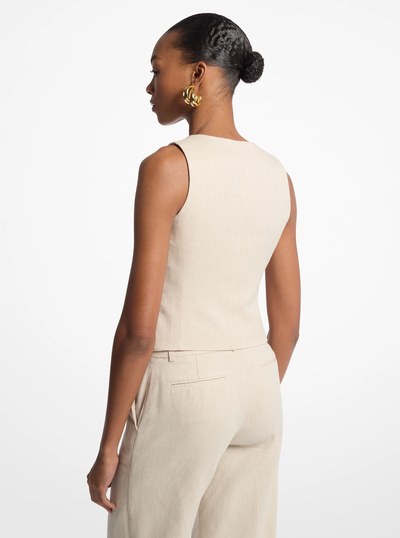 Linen and Cotton Twill Vest in DUNE | Michael Kors