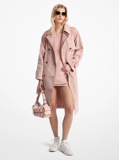 Garment-Dyed Denim Trench Coat in ROSEWATER | Michael Kors