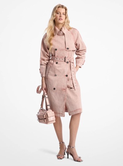Garment-Dyed Denim Trench Coat in ROSEWATER | Michael Kors