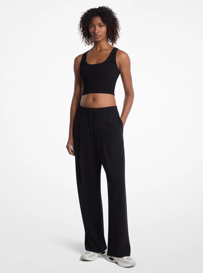 Pleated Crepe Track Pants in BLACK | Michael Kors