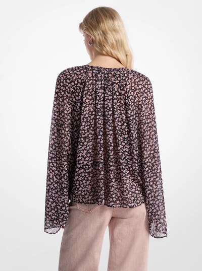 Floral Georgette Flared Sleeve Blouse in DUSTY ROSE | Michael Kors