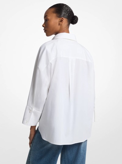 Stretch Cotton Poplin Shirt in WHITE | Michael Kors
