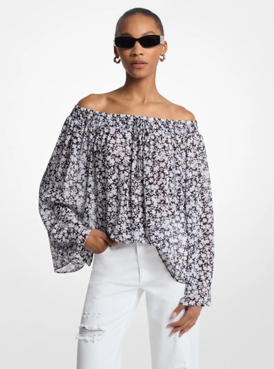 Floral Georgette Off-the-Shoulder Top in WHITE | Michael Kors