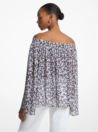 Floral Georgette Off-the-Shoulder Top in WHITE | Michael Kors