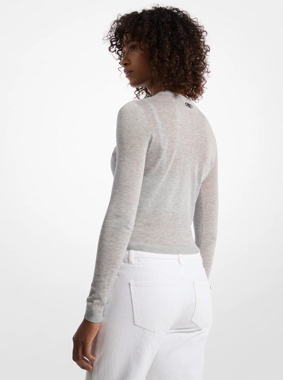 Tencel Blend Cropped Cardigan and Bra Top in PEARL GREY | Michael Kors