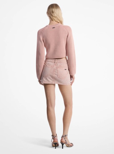 Garment-Dyed Denim Mini Skirt in ROSEWATER | Michael Kors