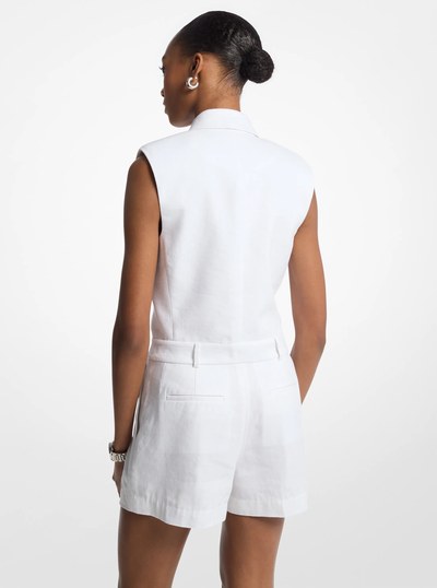 Linen and Cotton Blend Tailored Romper