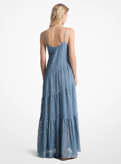 Floral Lace Tiered Slip Dress in CHAMBRAY | Michael Kors