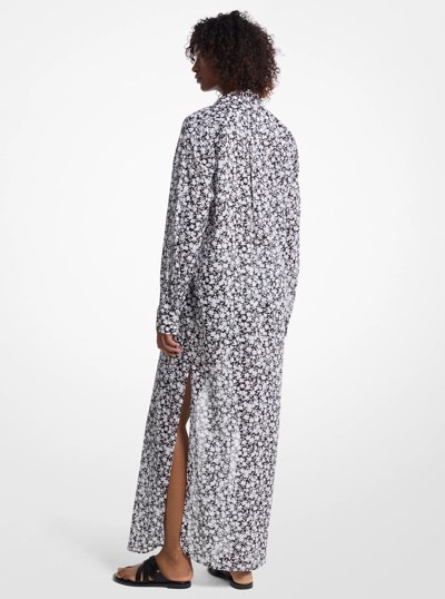 Floral Print Cotton Lawn Shirtdress in WHITE | Michael Kors