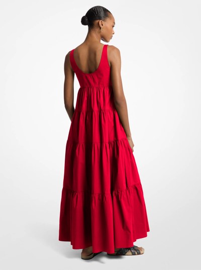 Stretch Cotton Tiered Dress in CRIMSON | Michael Kors