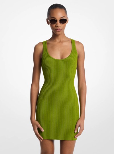 Ribbed Stretch Viscose Tank Dress in MEADOW GREEN | Michael Kors