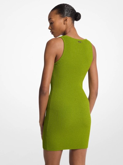 Ribbed Stretch Viscose Tank Dress in MEADOW GREEN | Michael Kors