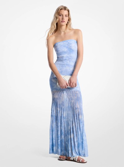 Tie-Dye Stretch Knit Sheer Strapless Dress in CHAMBRAY | Michael Kors