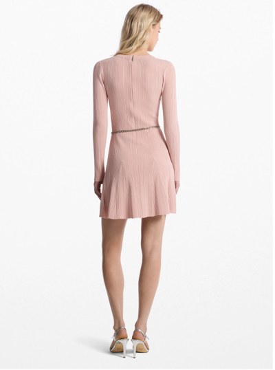 Stretch Knit Belted Dress in ROSEWATER | Michael Kors