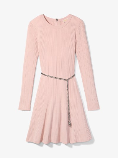 Stretch Knit Belted Dress in ROSEWATER | Michael Kors