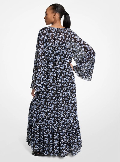 Belted Floral Georgette Maxi Dress