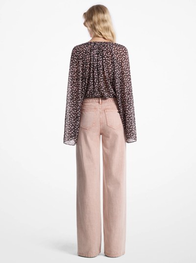 Garment-Dyed Wide Leg Jean in ROSEWATER | Michael Kors