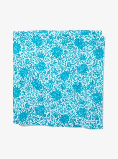 Floral Print Cotton Scarf in MILOS BLUE | Michael Kors