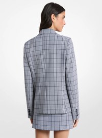 Plaid Stretch Crepe Blazer