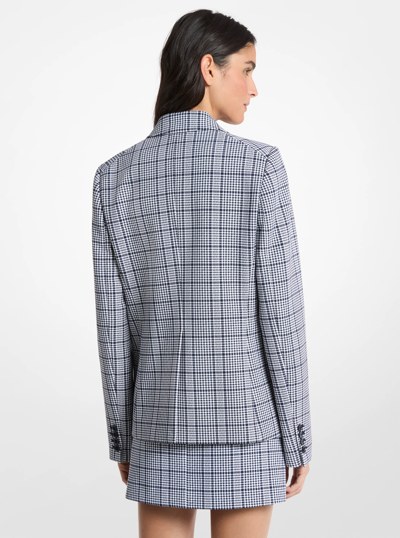 Plaid Stretch Crepe Blazer in MIDNIGHTBLUE | Michael Kors