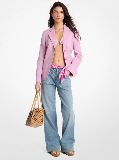 Linen and Cotton Patch Pocket Blazer in RASPBERRY | Michael Kors