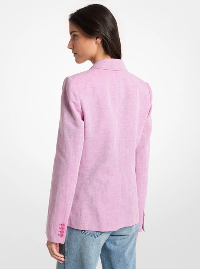 Linen and Cotton Patch Pocket Blazer in RASPBERRY | Michael Kors