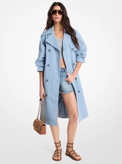 Oversized Washed Cotton and Nylon Trench Coat in CHAMBRAY | Michael Kors