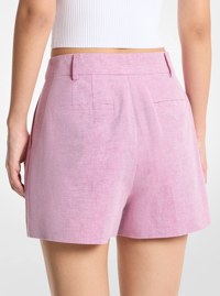 Pleated Linen and Cotton Shorts