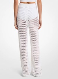 Open-Knit Stretch Cotton Flared Pants