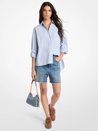 Striped Stretch Cotton Blend Shirt