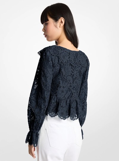 Corded Floral Lace Blouse in MIDNIGHTBLUE | Michael Kors