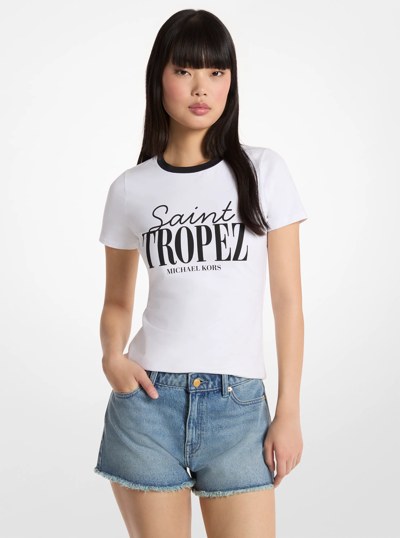 St. Tropez Stretch Cotton T-Shirt in WHITE | Michael Kors