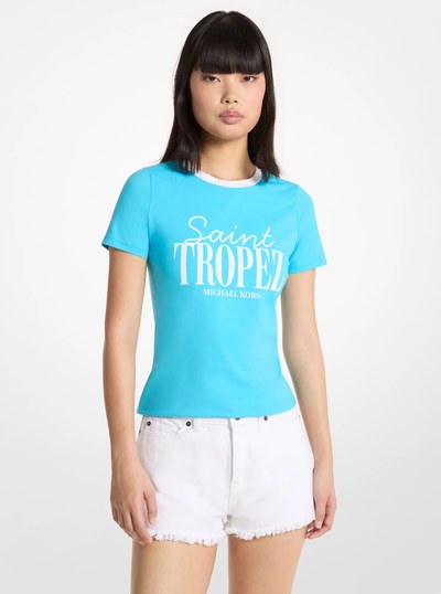 St. Tropez Stretch Cotton T-Shirt in MILOS BLUE | Michael Kors
