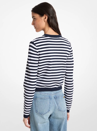 Striped Stretch Knit Cardigan in MIDNIGHTBLUE | Michael Kors