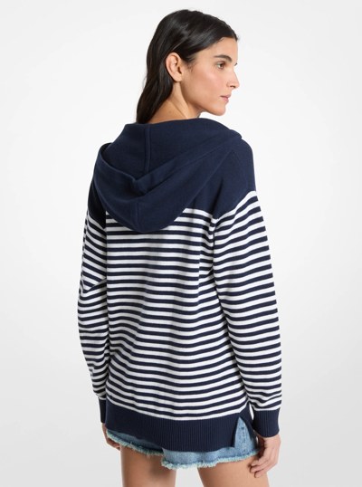 Hoodie ray&eacute; en laine avec lacets in MIDNIGHTBLUE | Michael Kors