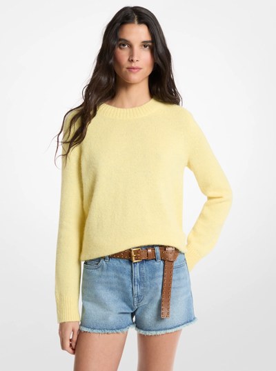 Nylon and Alpaca Blend Sweater in LEMON | Michael Kors