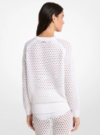 Open-Knit Stretch Cotton Sweater