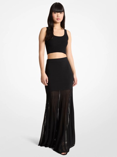 Stretch Knit Semi-Sheer Maxi Skirt in BLACK | Michael Kors