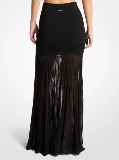 Stretch Knit Semi-Sheer Maxi Skirt in BLACK | Michael Kors