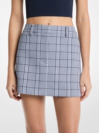 Mini-jupe pantalon en cr&ecirc;pe extensible &agrave; carreaux