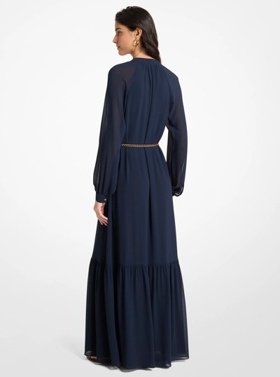 Belted Georgette Maxi Dress in MIDNIGHTBLUE | Michael Kors
