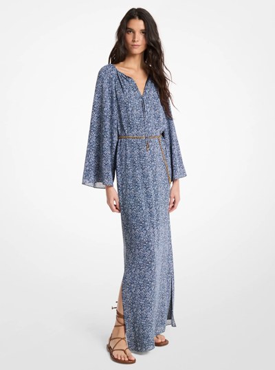 Floral Print Georgette Maxi Dress in MIDNIGHTBLUE | Michael Kors
