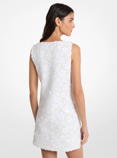 Floral Embellished Scuba Mini Dress in WHITE | Michael Kors