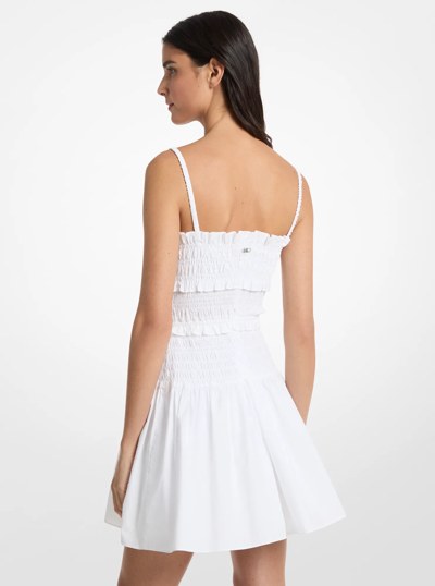 Smocked Cotton Poplin Tank Dress in WHITE | Michael Kors