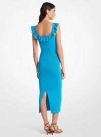 Ruffled Stretch Viscose Midi Dress