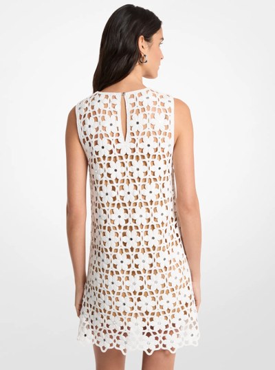 Mirror Embellished Floral Crochet Dress in WHITE | Michael Kors