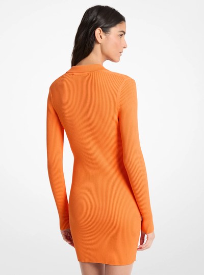 Stretch Knit Lace-Up Polo Dress in ORANGE SORBET | Michael Kors