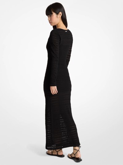 Pointelle Stretch Knit Maxi Dress in BLACK | Michael Kors