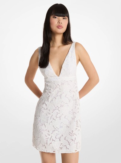 Corded Floral Lace Mini Dress in WHITE | Michael Kors